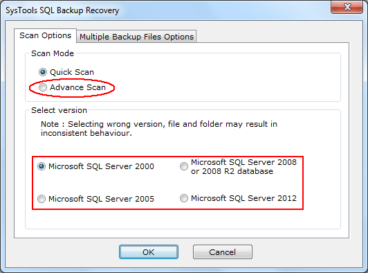 Select version of SQL BAK file